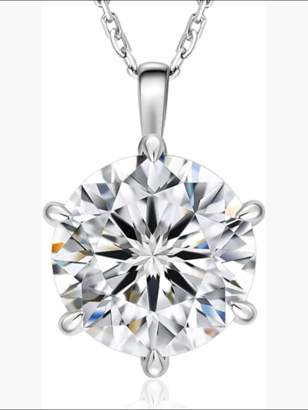 14K White Gold 1CT Moissanite Pendant Necklace 925 Sterling Silver